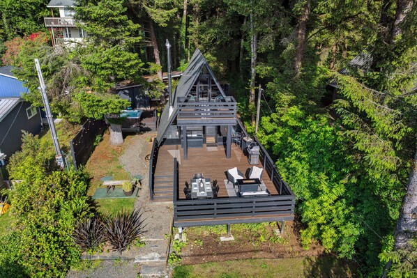 Our Charming 1969 Aframe awaits you with plenty of outdoor entertaining space.