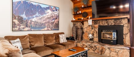 Living Room, Pellet Stove, Flatscreen TV
