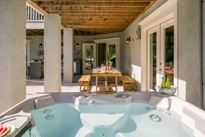 Private hot tub on the patio.