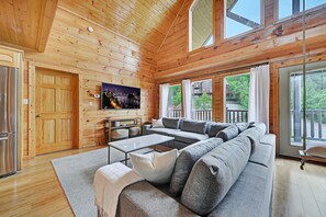 Queen-size sleep sofa in the living room.