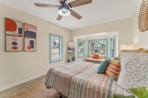Colorful and vibrant  Master bedroom with King Bed!