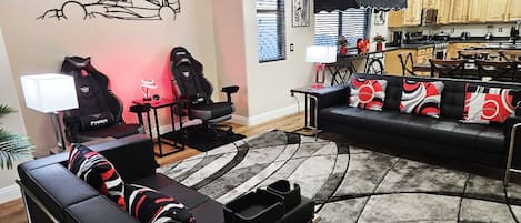 VA-ROOM! Lounge. A place to settle back enjoy whats on TV, or Gaming ON the TV.