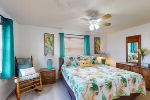 Primary Bedroom with King Size Bed, and Full Private Bathroom