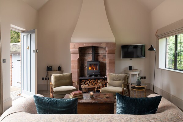 The lounge area at Blacksmith's Cottage, Cheshire