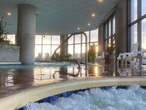 Enjoy the amazing views from the hot tub and heated pool.