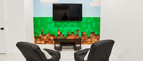 Level up your stay: gaming nook with old-school Nintendo!