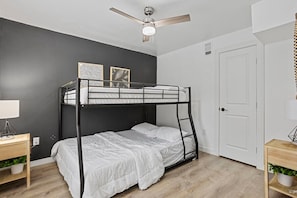 Full over Queen Bunk Bed with closet