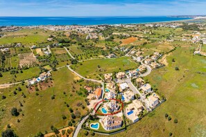 Aerial view showing location of villa