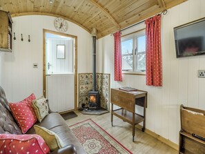Living area | Shepherds Hut - Morrells Wood Farm, Leighton, near Shrewsbury