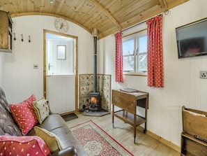 Living area | Shepherds Hut - Morrells Wood Farm, Leighton, near Shrewsbury