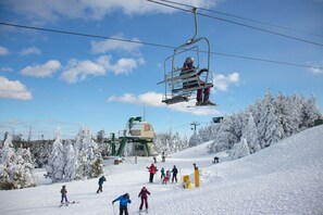 Slopes are outside the backdoor of Highland House