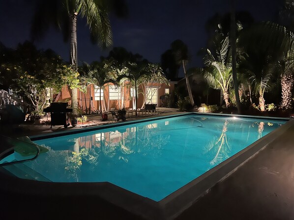 Heated Pool Night View