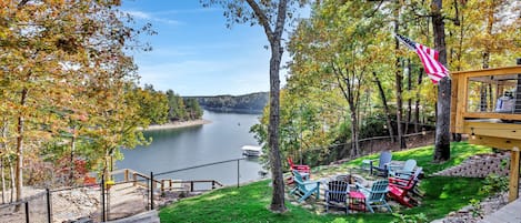 Fantastic view of the lake from the large deck and firepit.