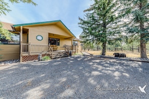 Paved driveway with 5 step entry