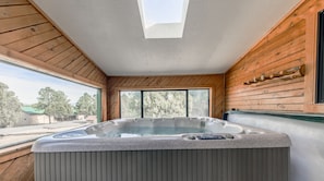 Hot tub in sunroom