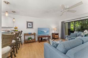 Large flat screen TV in the living room