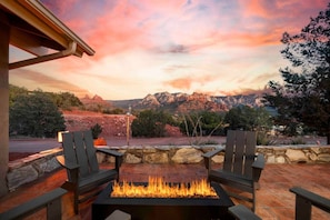 Take in the excellent views from the back patio