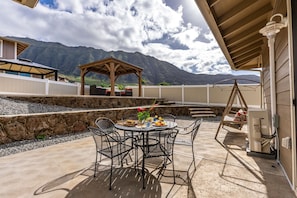 Beautiful backyard with mountain and ocean views.