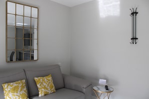 Living area with double sofa bed