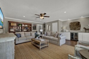 Spacious living room with seating for all