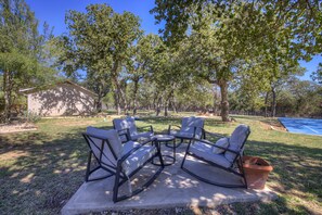 Seating for four in the shade.