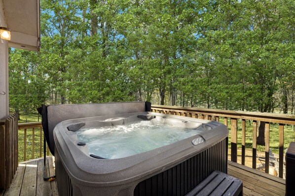 Grab your towel and take in the views while relaxing in the hot tub