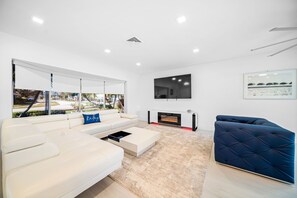 Modern, upscale furniture throughout
