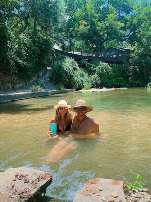 There's a nice shallow gravel bottom area to relax and sit in the creek!