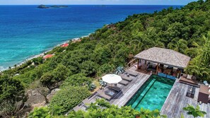 Aerial views of the villa.