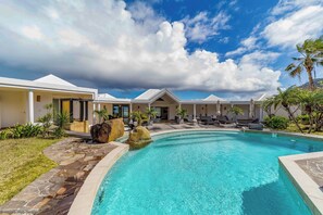 Beautiful heated pool in the back of the property. Large terrace with sun loungers and outdoor lounge area. Gas barbecue, outdoor shower.