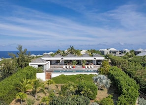 Aerial views of the property in the private Domaine du Levant.