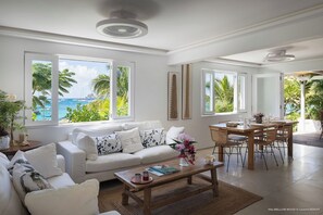 Air-conditioning, HD-TV, Apple TV, ceiling fans.