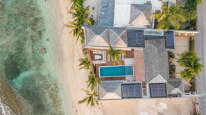 Aerial views of the villa. 