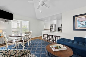 Bright and airy living area.