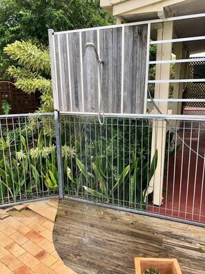  Rinse off after a dip in the pool or at the beach in the outdoor shower.
