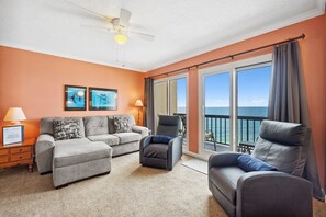 Beautiful gulf views from the spacious comfortable living room.