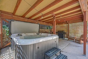 Indulge All Day! Our Spacious Hot Tub Awaits. Soak, Relax, and Savor Every Moment of Your Vacation in This Beautiful Oasis
