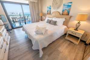 King Bed in Main Bedroom, Beautifully Decorated, View of Ocean From Bedroom