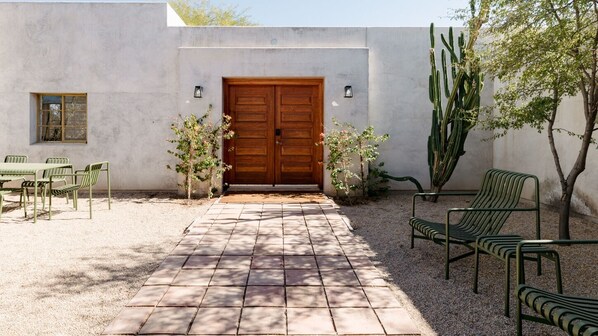 Private Courtyard Entrance to the Chic Adobe Home