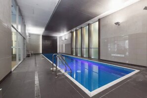 After a busy day exploring the city, unwind or swim laps in the residents’ heated indoor swimming pool.