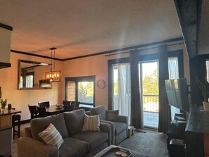 Open living and eating area.