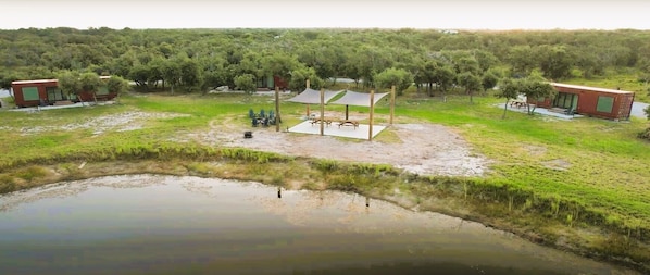 Property view across the fishing pond