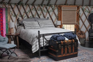Queen Bed, Chest and Winter Robes and Slippers