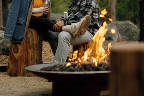 Enjoy the outdoor fire pit in Wyldwood Park.