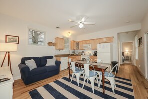 Open concept living room with dining area