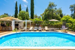 Private pool, terrace, and garden