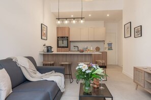 Living room and kitchen area