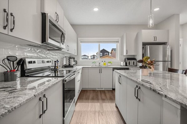 Kitchen Area with Toaster, Air Fryer, All Essentials, Coffee Maker