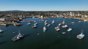 Drone picture of the harbor.