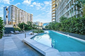 Please note that there is ongoing construction in the area. This shared outdoor pool is perfect for summer days, lined with deck chairs perfect for enjoying the sunshine with a good read. The pool is long enough for laps and getting in some exercise.